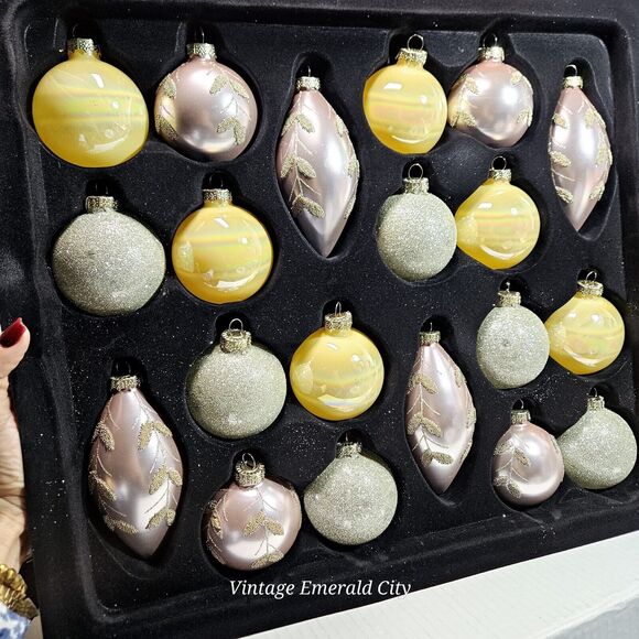 Be Merry Home Mercury Glass Ornament Balls 20 Pink Iridescent Yellow Gold Beaded - Picture 1 of 11